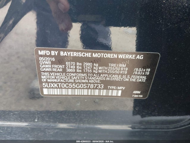 5UXKT0C55G0S78733 BMW 2016