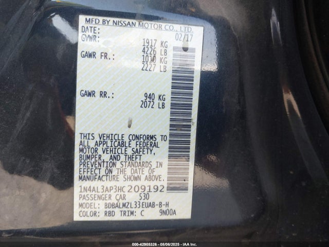 1N4AL3AP3HC209192 Nissan 2017