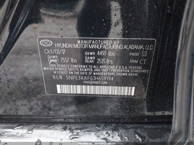 5NPE34AF6JH659194 Hyundai gdi theta-ii
