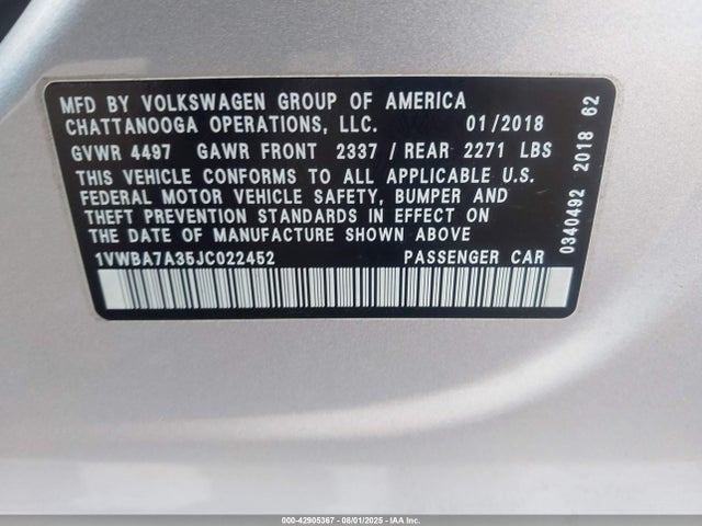Volkswagen 2.0 tsi 2018 1VWBA7A35JC022452 Image 9