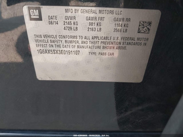 2014 CADILLAC CTS 1G6AX5SX3E0191107 Photo 8