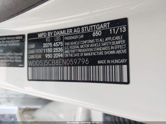 Mercedes-Benz 2014 2014 WDDSJ5CB8EN059796 Image 9