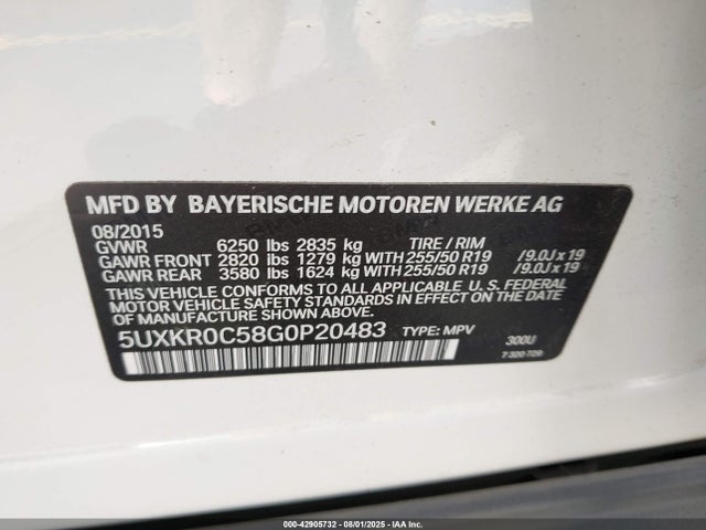 5UXKR0C58G0P20483 BMW X5