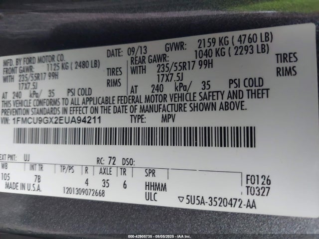 Ford 2014 2014 1FMCU9GX2EUA94211 Image 9