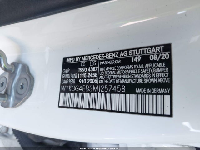 W1K3G4EB3MJ257458 Mercedes-Benz m260