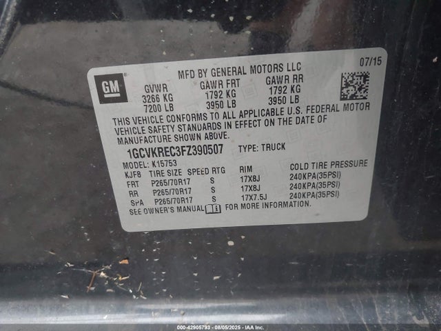 1GCVKREC3FZ390507 Chevrolet l83 - vvt, active fuel management, aluminum