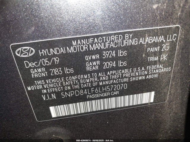 Hyundai mpi nu 2020 5NPD84LF6LH572070 Image 9