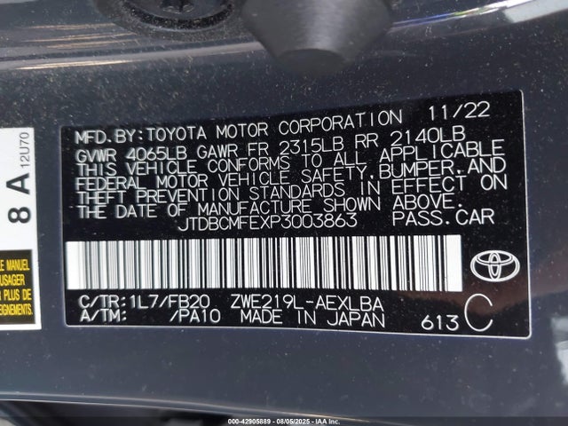 Toyota 2zr-fxe, 1vm 2023 JTDBCMFEXP3003863 Image 9