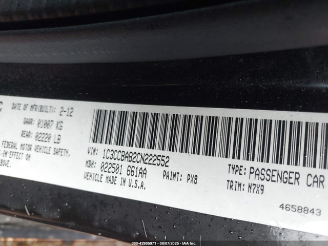 42905971 :رقم المزاد ، 1C3CCBAB2CN222552 vin ، 2012 Chrysler 200 Lx مزاد بيع