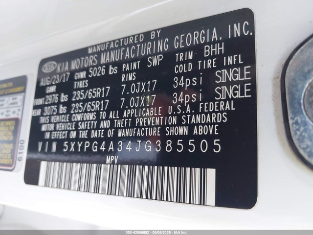 5XYPG4A34JG385505 KIA gdi theta-ii