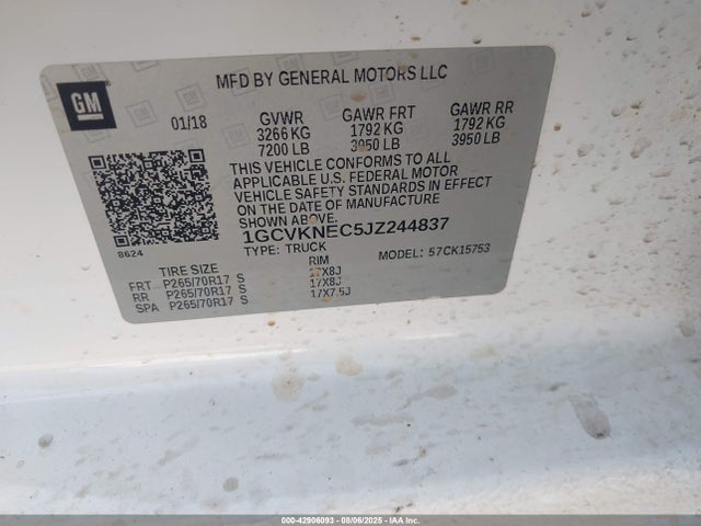 1GCVKNEC5JZ244837 Chevrolet l83 - sidi: spark ignited direct injection, vvt: variable valve timing, afm, e85 max, alum