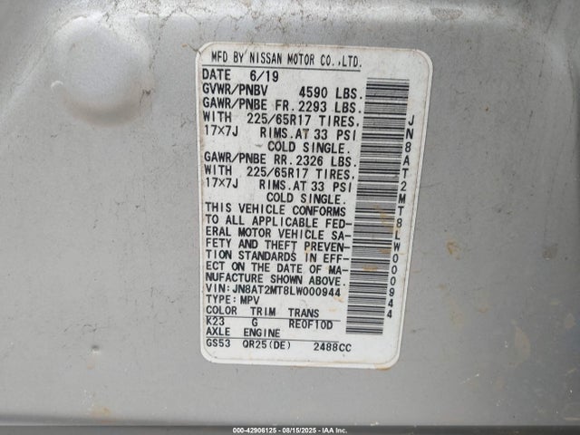 JN8AT2MT8LW000944 Nissan Rogue
