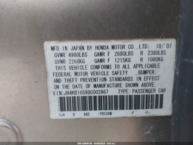 2008 ACURA RL JH4KB16598C003967 Photo 8