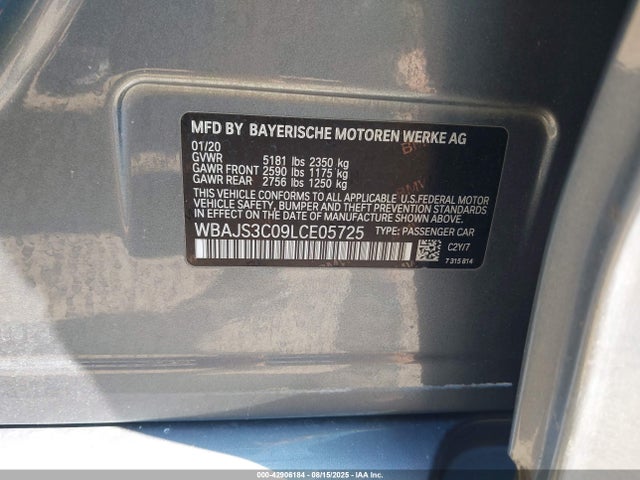 WBAJS3C09LCE05725 BMW 540I