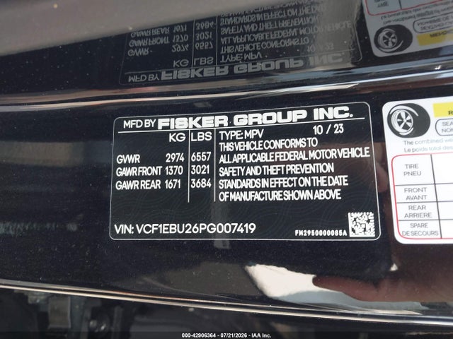 Fisker Ocean Extreme 2023 VCF1EBU26PG007419 Image 9