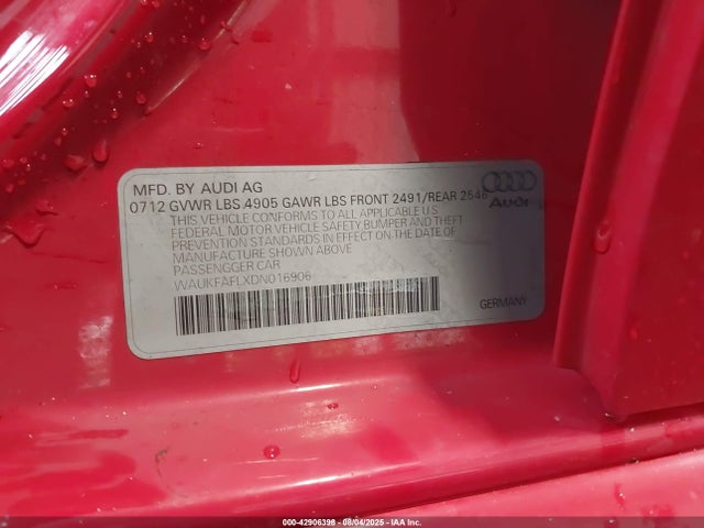 2013 AUDI A4 WAUKFAFLXDN016906 Photo 8