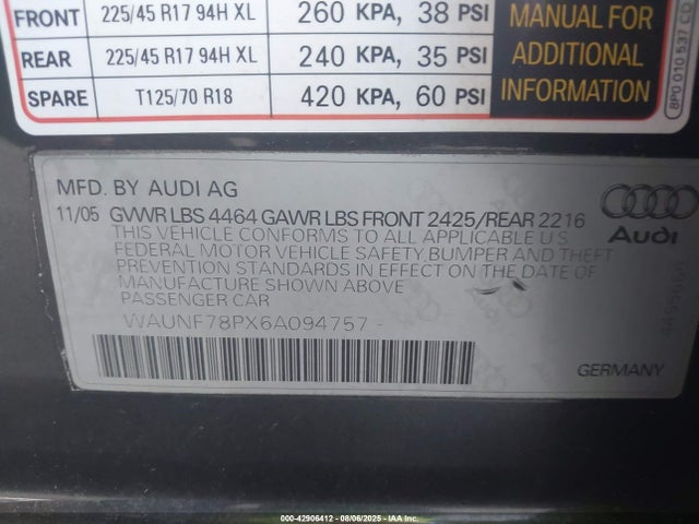 2006 AUDI A3 WAUNF78PX6A094757 Photo 8