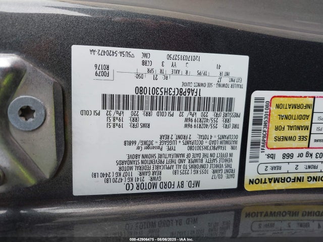 Ford 5.0l 4v premium fuel 2017 1FA6P8CF3H5301080 Image 9
