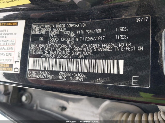 Toyota 1gr-fe 2018 JTEBU5JR1J5495459 Image 9