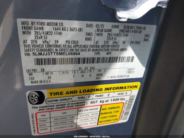 2021 LINCOLN NAVIGATOR 5LMJJ3TT5MEL06864 Photo 8