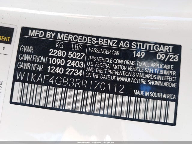 W1KAF4GB3RR170112 Mercedes-Benz m254