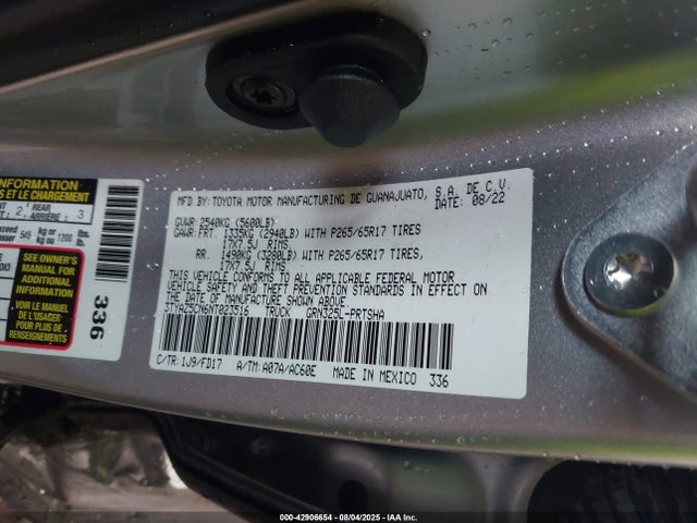 Toyota 2gr-fks 2022 3TYAZ5CN6NT023516 Image 9