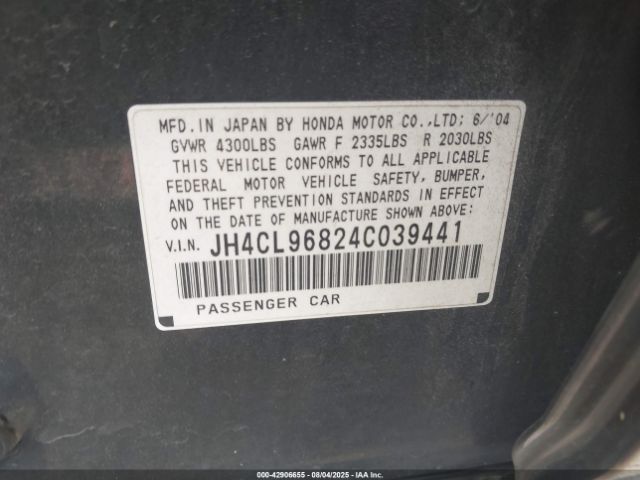 2004 ACURA TSX JH4CL96824C039441 Photo 8