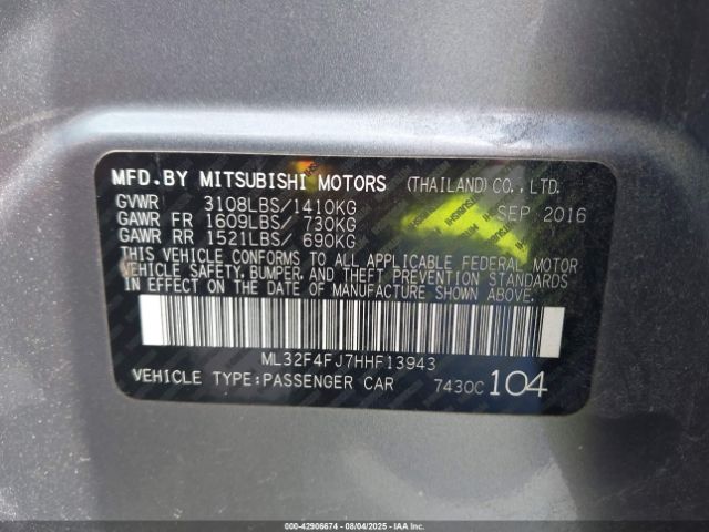 2017 MITSUBISHI MIRAGE G4 ML32F4FJ7HHF13943 Photo 8