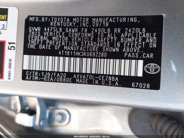 4T1B11HK3KU692280 Toyota a25a-fks