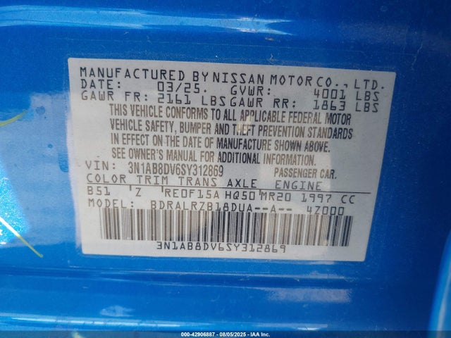 3N1AB8DV6SY312869 Nissan 2025
