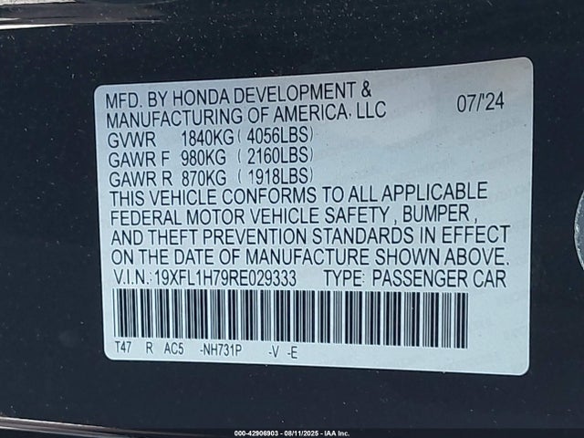 19XFL1H79RE029333 Honda l15b7