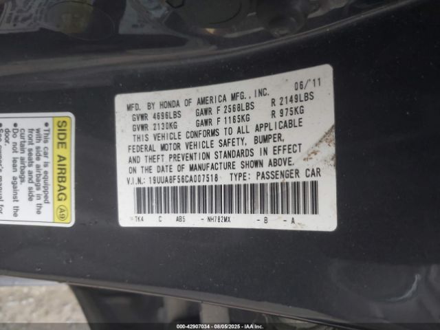 2012 ACURA TL 19UUA8F56CA007518 Photo 8