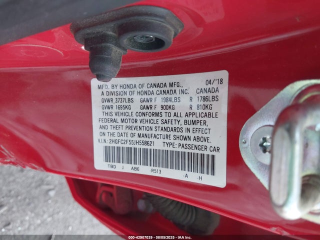 Honda k20c2 2018 2HGFC2F55JH558621 Image 9