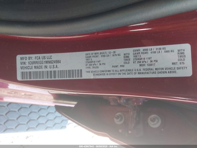 1C6RREGG1MN624984 RAM 1500