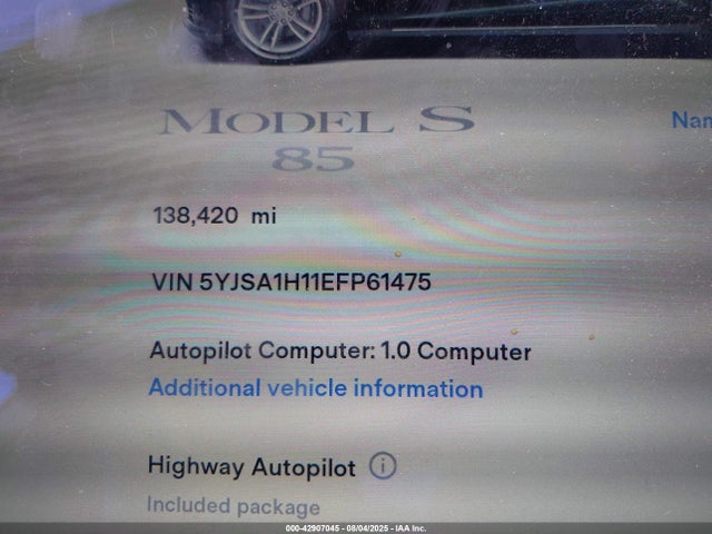 2014 TESLA MODEL S 5YJSA1H11EFP61475 Photo 6