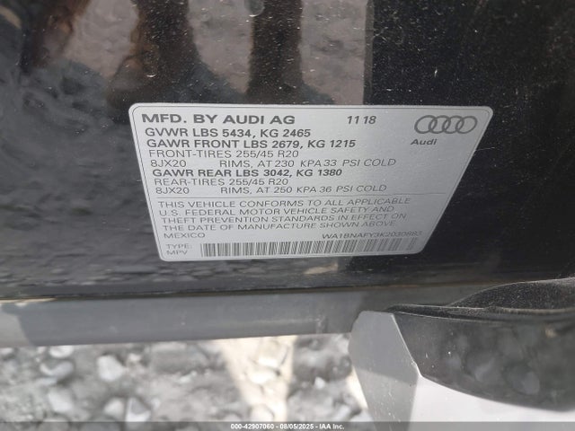 2019 AUDI Q5 WA1BNAFY3K2030883 Photo 8