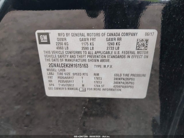 2GNALCEK2H1615163 Chevrolet lea - sidi: spark ignited direct injection, e85 max, alum