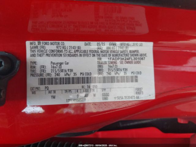 2015 FORD FOCUS 1FADP3K24FL301087 Photo 8
