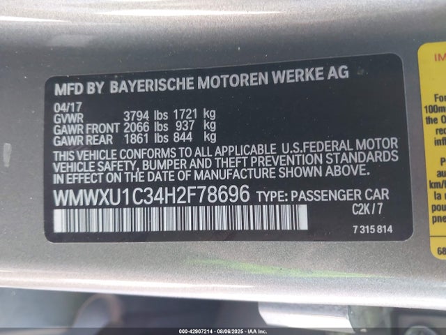 2017 MINI HARDTOP WMWXU1C34H2F78696 Photo 8