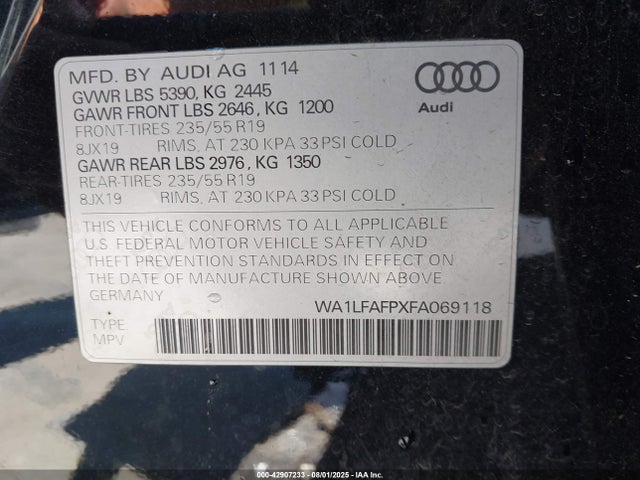 2015 AUDI Q5 WA1LFAFPXFA069118 Photo 8