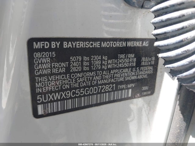 5UXWX9C55G0D72821 BMW X3