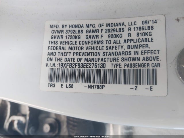Honda r18z1 2014 19XFB2F93EE276130 Image 9