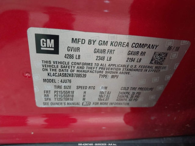 Buick luv: mfi, variable valve timing, alum, e85 max 2019 KL4CJASB2KB708539 Image 9