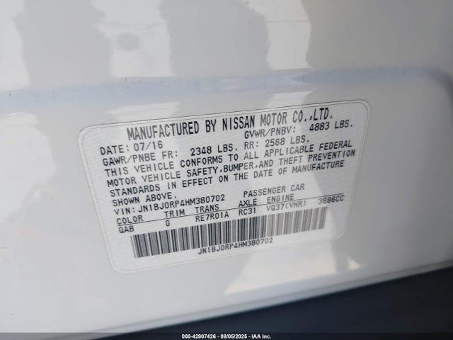 JN1BJ0RP4HM380702 Infiniti QX50