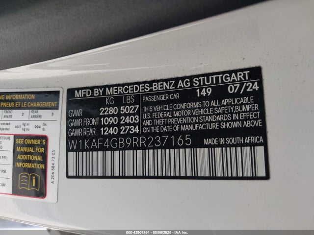 W1KAF4GB9RR237165 Mercedes-Benz m254