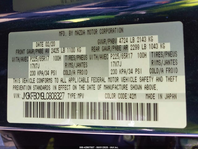 Mazda py cylinder deactivation 2020 JM3KFBCM9L0808327 Image 9