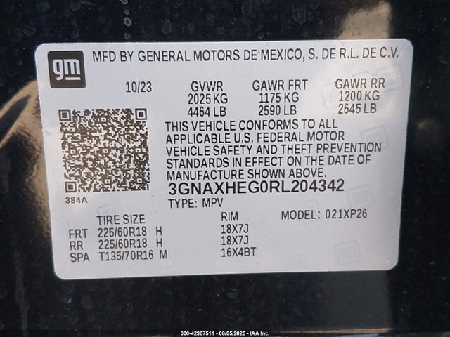 Chevrolet lsd 2024 3GNAXHEG0RL204342 Image 9