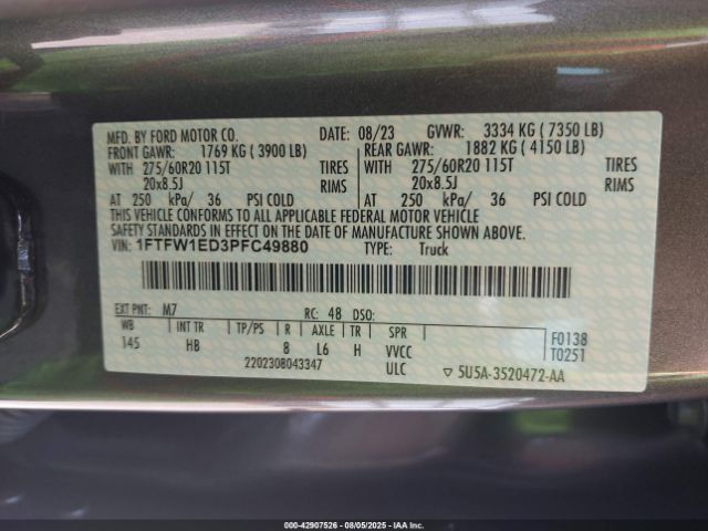 2023 FORD F-150 1FTFW1ED3PFC49880 Photo 8