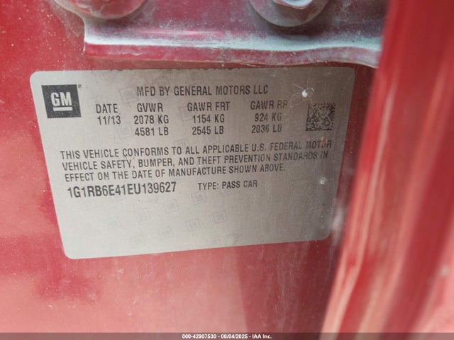 Chevrolet luu - ffv, e-flex, fam 2014 1G1RB6E41EU139627 Image 9