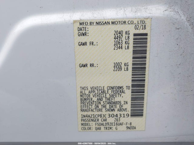 1N4AZ1CP8JC304319 Nissan 2018